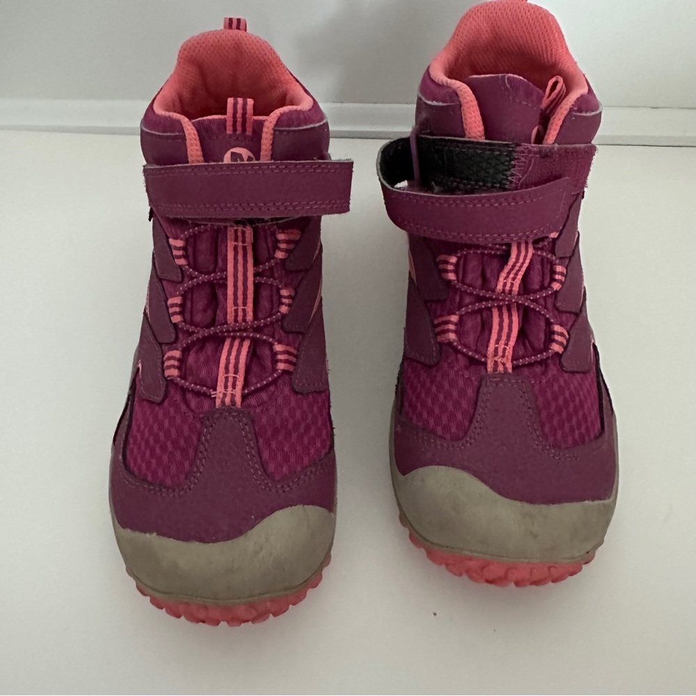 Girls Merrell Pink and Gray Hiking Boots Shoes